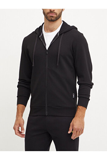 Emporio Armani Мъжки суитшърт с прилепнала кройка и гладка плетка, черен, 112053 4F574-00020