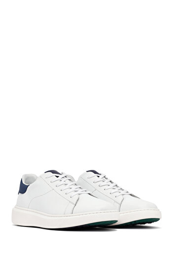 Derimod Erkek Beyaz Bağcıklı Kalın Tabanlı Deri Sneaker 25WFD685318