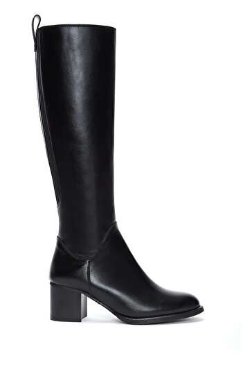 Derimod Women's Black Zippered Thick Heeled Boots 25Wfe250518