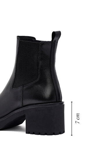 Derimod Women's Black Thick Heeled Leather Chelsea Boots 25Wfd132418