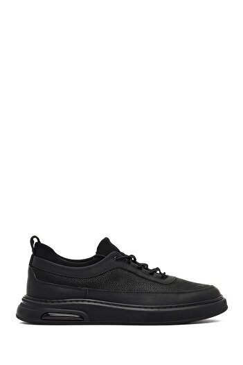 Derimod Men's Black Lace-Up Thick Sole Leather Sneaker, Winter Sports Shoes 25Wfd642414