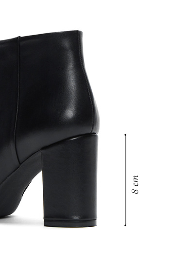 Derimod Women's Black Zippered Heeled Leather Boots 25Wfd111018