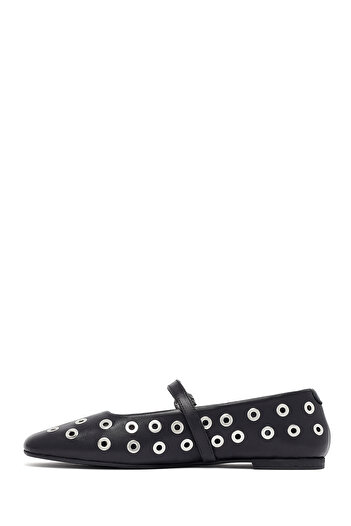 Derimod Women's Black Buckle Leather Ballerinas 25Afd270318