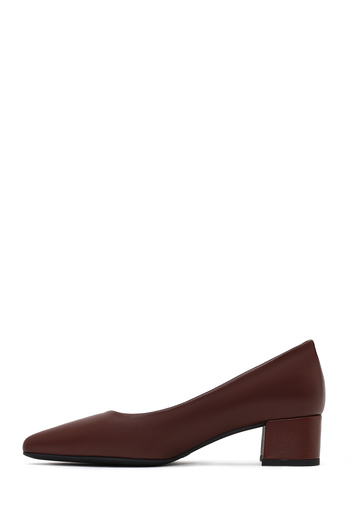 Derimod Flex Women's Burgundy Thick Heeled Leather Shoes 25Afd380718