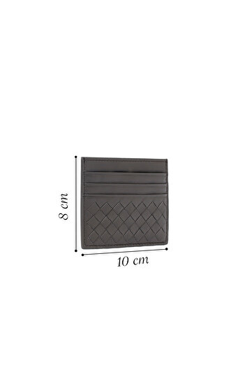 Derimod Men's Gray Braided Leather Card Holder 000A2D361329