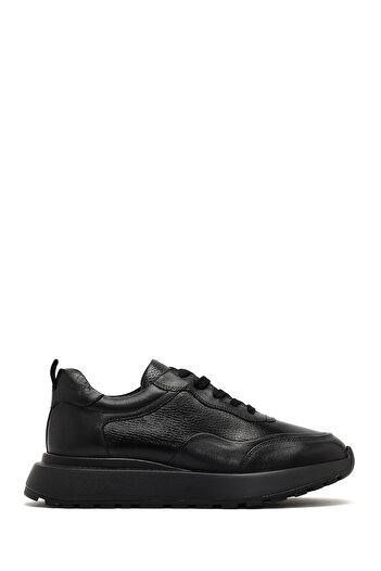 Derimod Men's Black Lace-Up Thick Sole Leather Sneaker, Winter Sports Shoes 25Wfd641114