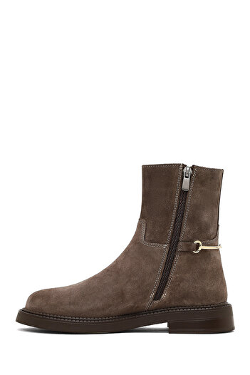 Derimod Women's Mink Zippered Buckle Suede Leather Boots 25Wfd512710