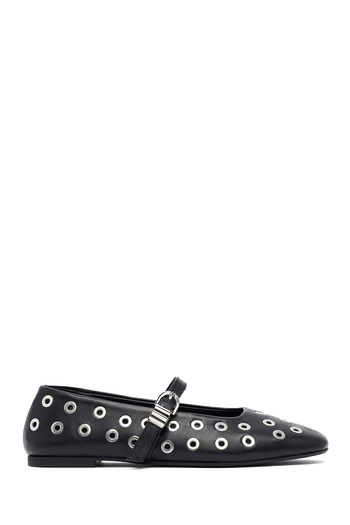 Derimod Women's Black Buckle Leather Ballerinas 25Afd270318