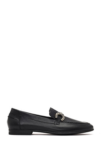 Derimod Women's Black Buckle Leather Loafer, Winter Shoes 25Afd380318