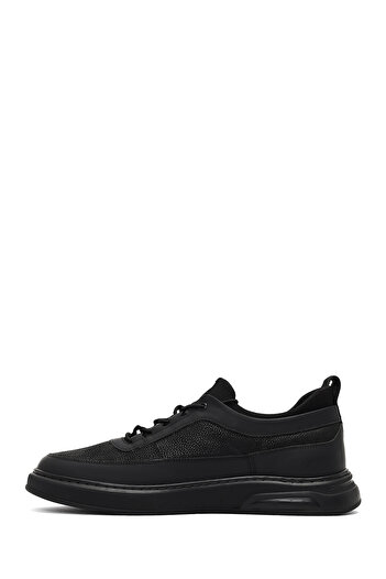 Derimod Men's Black Lace-Up Thick Sole Leather Sneaker, Winter Sports Shoes 25Wfd642414