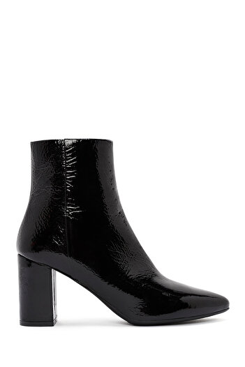Derimod Gritti Women's Black Zippered Thick Heeled Patent Leather Boots 25Wfd110916