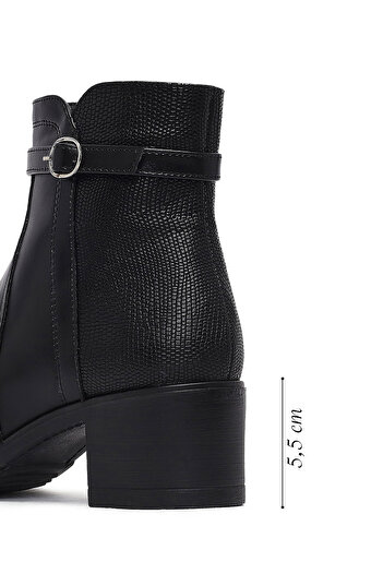 Derimod Women's Black Zippered Thick Heeled Boots 25Wfe400914