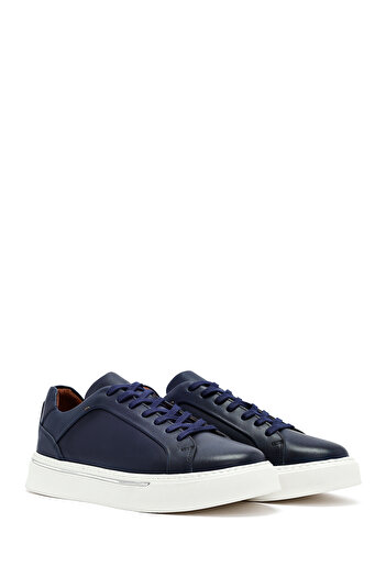 Derimod Erkek Lacivert Bağcıklı Kalın Tabanlı Deri Sneaker 25WFD685218