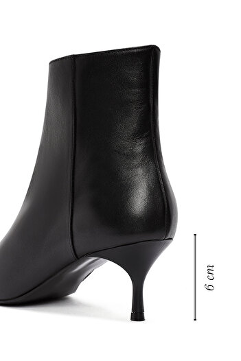 Derimod Women's Black Zippered Thin Heeled Leather Boots 25Wfd131318