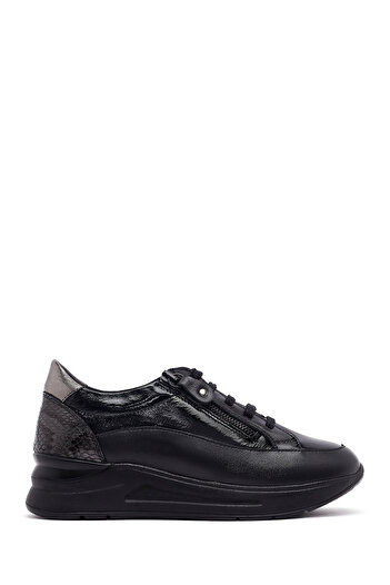 Derimod Women's Black Lace-Up Thick Sole Leather Sneaker, Winter Sports Shoes 25Afd412814