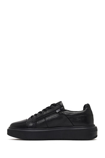 Derimod Men's Black Lace-Up Thick Soled Leather Sneaker, Winter Sports Shoes 25Wfd612918