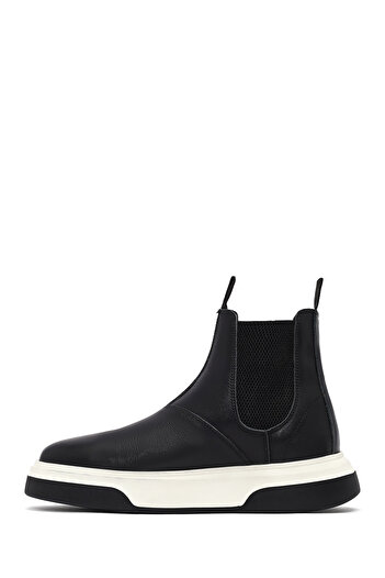 Derimod Men's Black Thick Sole Leather Casual Chelsea Boots 25Wfd681918