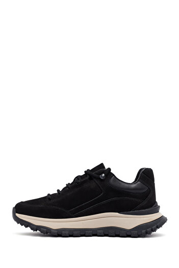 Derimod Erkek Siyah Bağcıklı Kalın Tabanlı Nubuk Deri Casual Sneaker,Kışlık Spor Ayakkabı 25WFD6605V3