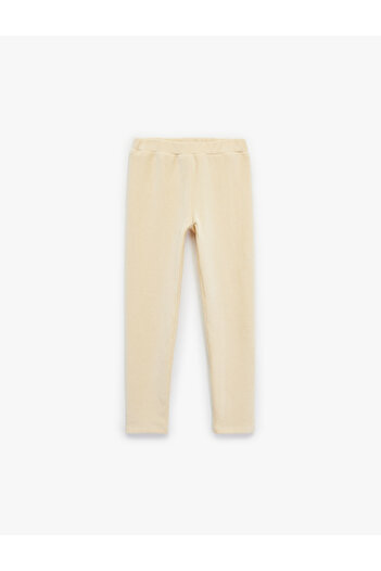 Koton High Waist Basic Velvet Leggings with Elastic Waistband