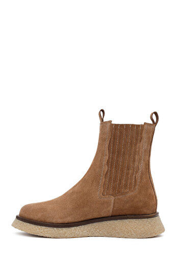 Derimod Women's Camel Thick Soled Suede Leather Chelsea Boots 25Wfd511410