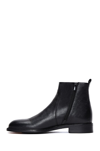 Derimod Men's Black Zippered Leather Casual Boots 25Wfd6002Ft