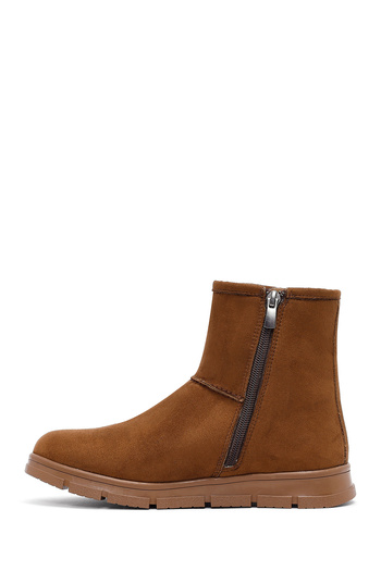 Derimod Women's Tan Zippered Suede Teddy Boots 25Wfe250910