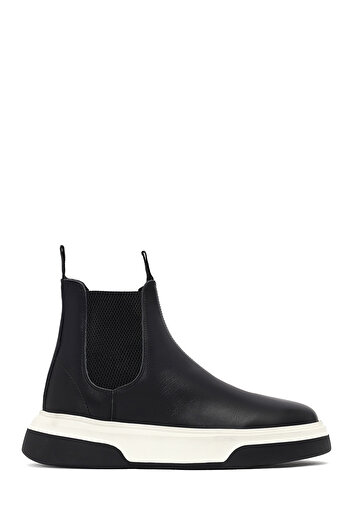Derimod Men's Black Thick Sole Leather Casual Chelsea Boots 25Wfd681918