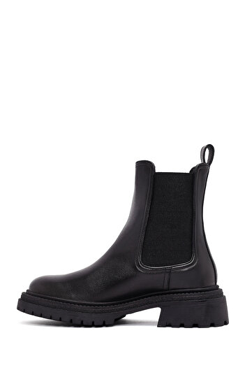 Derimod Women's Black Thick Soled Leather Chelsea Boots 25Wfd141018