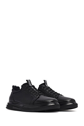 Derimod Erkek Siyah Bağcıklı Deri Sneaker,Kışlık Spor Ayakkabı 25WFD691318