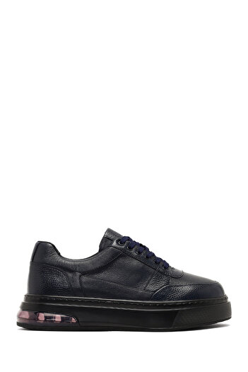 Derimod Men's Navy Blue Lace-Up Thick Soled Leather Sneaker, Winter Sports Shoes 25Wfd642018