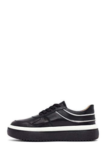 Derimod Women's Black Lace-Up Thick Sole Leather Sneaker, Winter Sports Shoes 25Afd510818