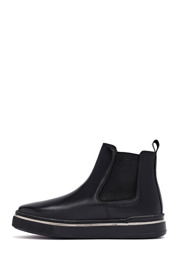 Derimod Men's Black Thick Soled Leather Chelsea Boots 25Wfd654718