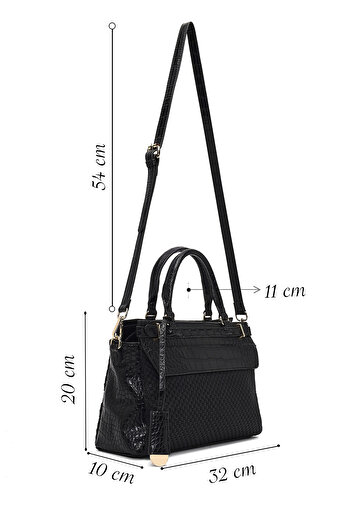 Derimod Women's Black Long Strap Patterned Shoulder Bag 25Sbd254214