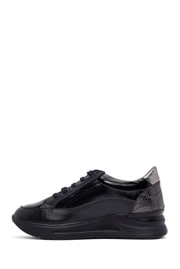 Derimod Women's Black Lace-Up Thick Sole Leather Sneaker, Winter Sports Shoes 25Afd412814