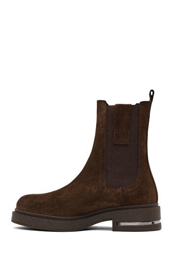 Derimod Women's Brown Suede Leather Chelsea Boots 25Wfd185410