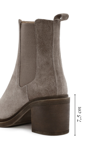 Derimod Women's Mink Thick Heeled Suede Leather Chelsea Boots 25Wfd151510