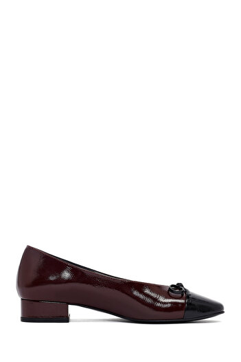 Derimod Women's Burgundy Short Heeled Shoes, Leather Ballerinas 25Afd161914
