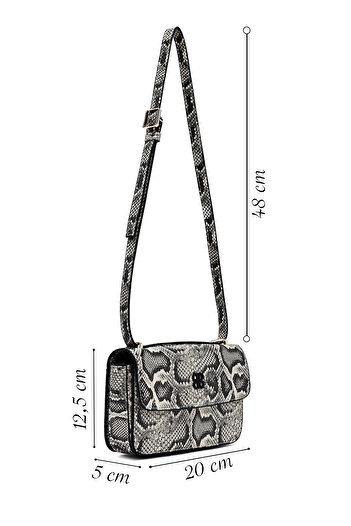 Derimod Women's Gray Long Strap Patterned Crossbody Bag 25Abd243526