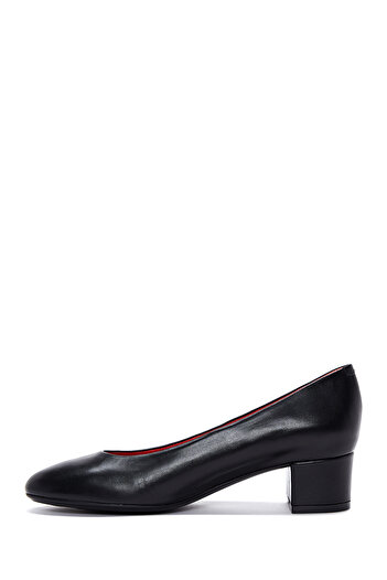 Derimod Gritti Women's Black Short Thick Heeled Leather Shoes 25Afd110518