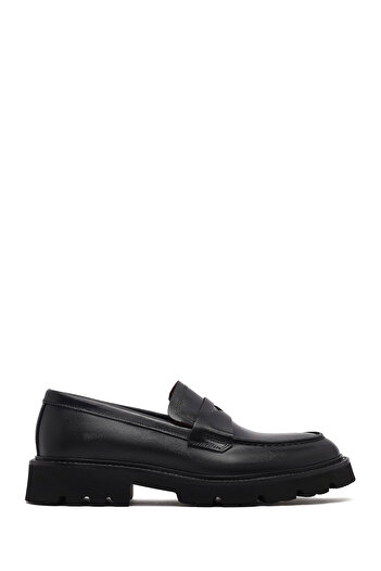 Derimod Men's Black Leather Loafer, Winter Shoes 25Wfd724818