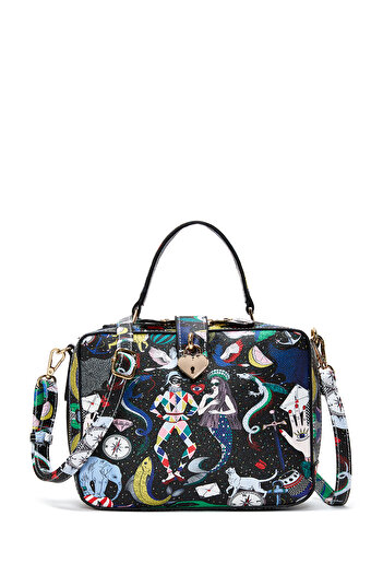 Derimod Women's Black Long Strap Printed Shoulder Bag 25Abd240226