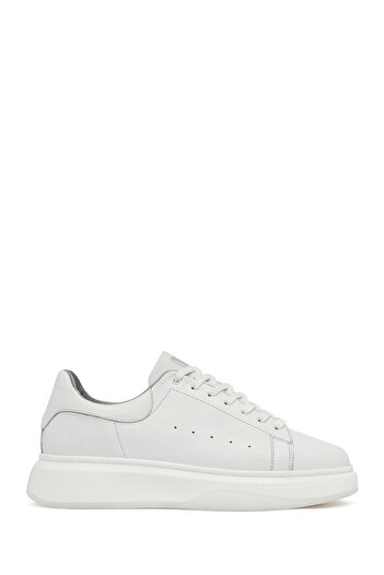 Derimod Men's White Lace-Up Thick Soled Leather Sneaker, Winter Sports Shoes 25Wfd675318