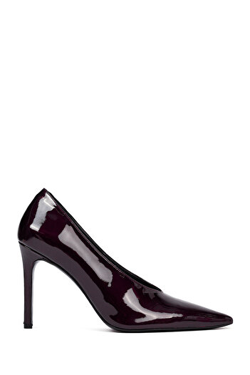 Derimod Women's Burgundy Thin Heeled Patent Leather Stiletto, Heeled Shoes 25Afd162216