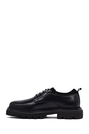 Derimod Men's Black Lace-Up Thick Sole Leather Casual Shoes 25Wfd603918