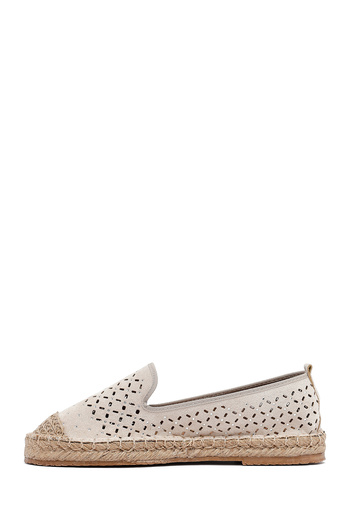 Derimod Women's Beige Mesh Suede Espadrille 25Sfe402710