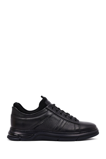 Derimod Men's Black Lace-Up Thick Sole Leather Casual Sneaker, Winter Sports Shoes 25Wfd676618