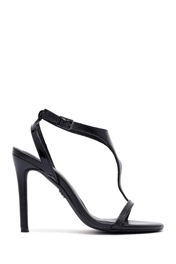 Derimod Women's Black Ankle Buckle High Thin Heeled Sandals 25Sfd443018