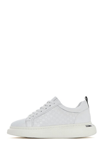 Derimod Men's White Lace-Up Thick Sole Leather Sneaker 25Sfd 641418