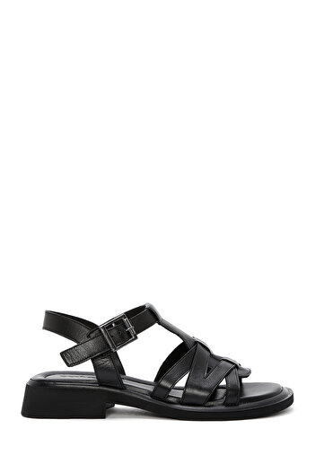 Derimod Women's Black Ankle Buckle Genuine Leather Sandals 25Sfd362518