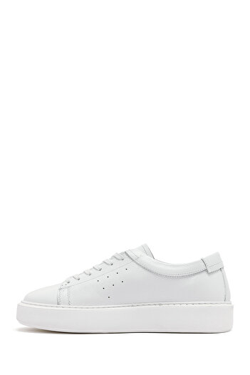 Derimod Men's White Lace-Up Thick Sole Leather Sneaker 25Sfd7001Ft